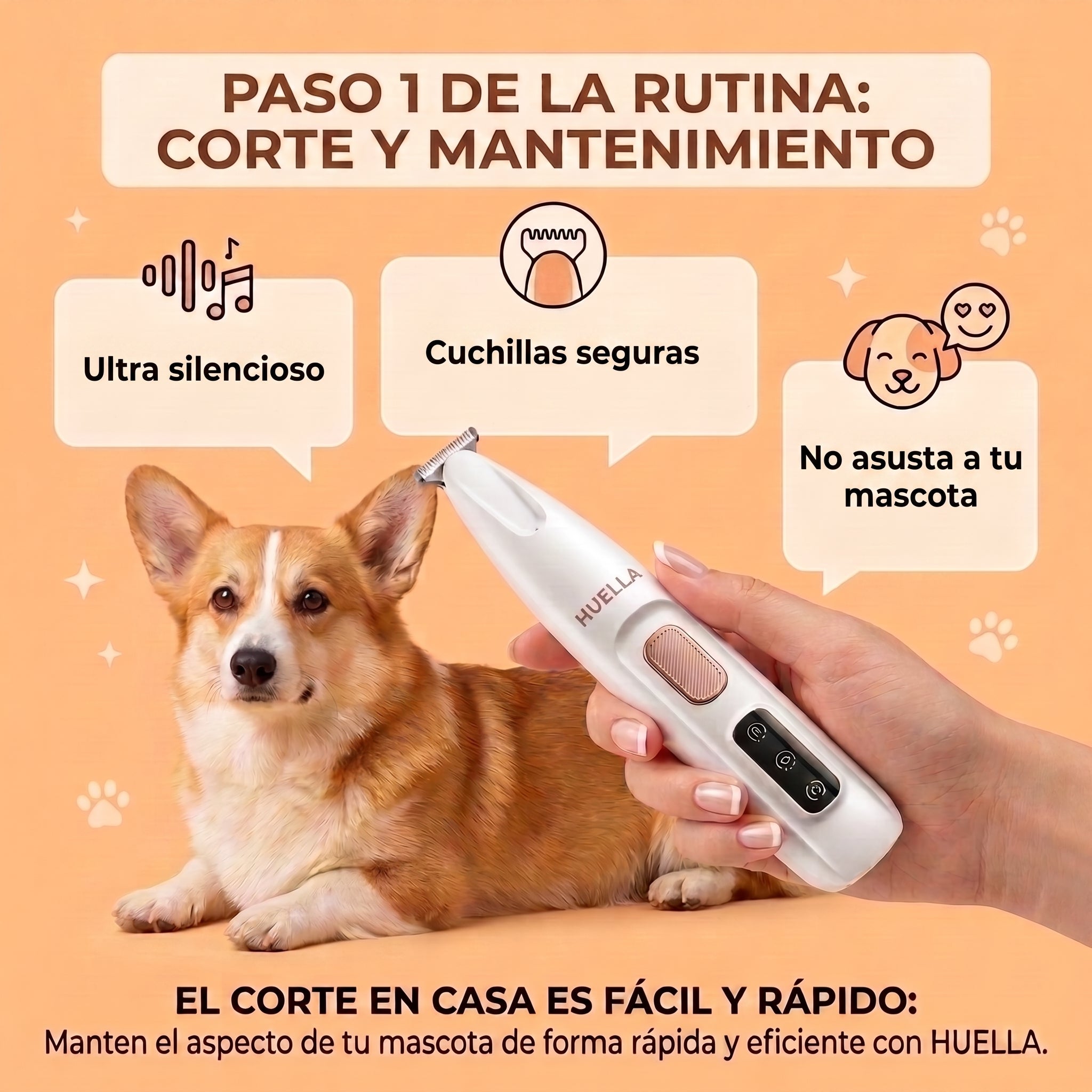 Huella™ Cortapelos Cuidado Total, sin miedo   a malos cortes